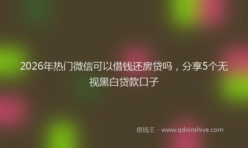 2026年热门微信可以借钱还房贷吗，分享5个无视黑白贷款口子