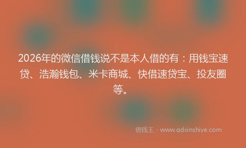 2026年的微信借钱说不是本人借的有：用钱宝速贷、浩瀚钱包、米卡商城、快借速贷宝、投友圈等。