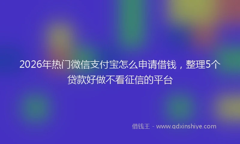 2026年热门微信支付宝怎么申请借钱，整理5个贷款好做不看征信的平台