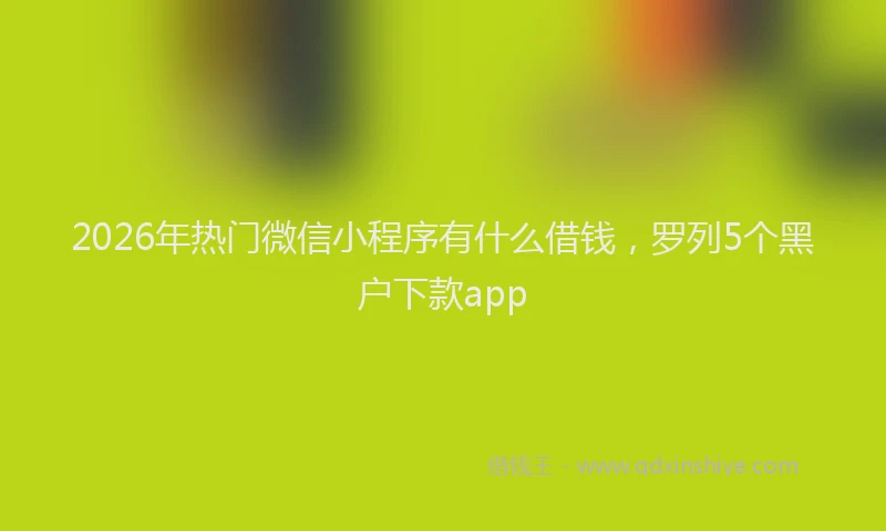 2026年热门微信小程序有什么借钱，罗列5个黑户下款app