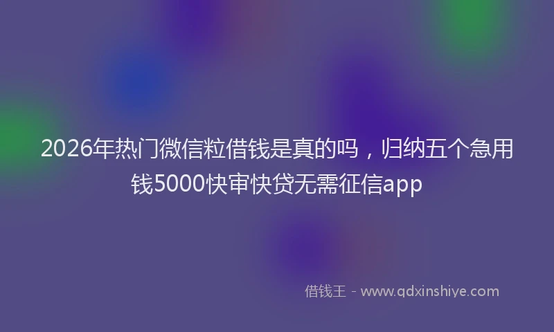 2026年热门微信粒借钱是真的吗，归纳五个急用钱5000快审快贷无需征信app