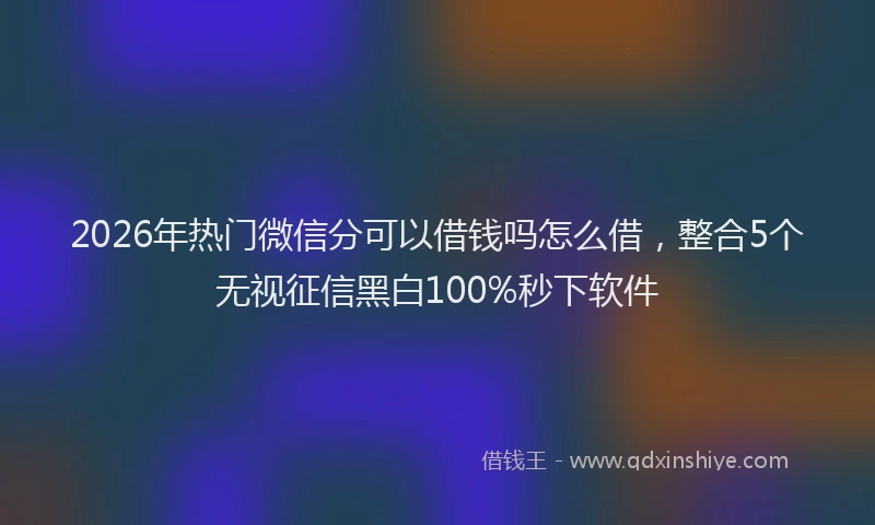 2026年热门微信分可以借钱吗怎么借，整合5个无视征信黑白100%秒下软件