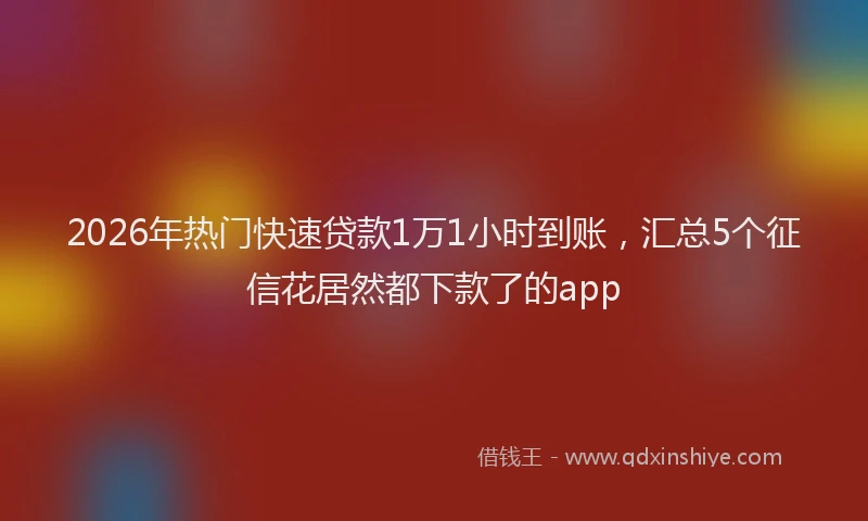 2026年热门快速贷款1万1小时到账，汇总5个征信花居然都下款了的app