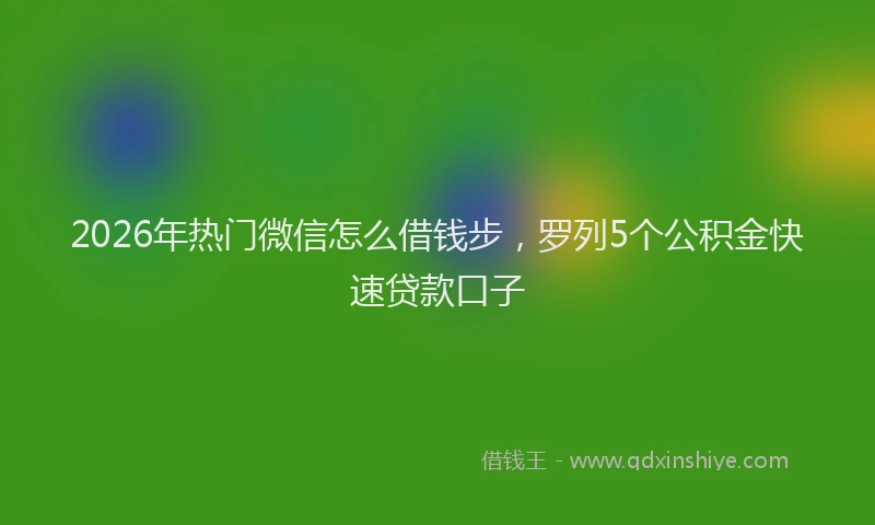 2026年热门微信怎么借钱步，罗列5个公积金快速贷款口子