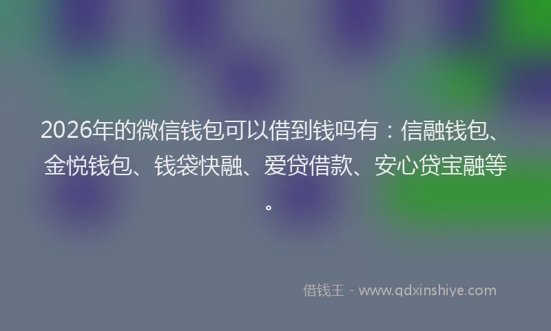 2026年的微信钱包可以借到钱吗有：信融钱包、金悦钱包、钱袋快融、爱贷借款、安心贷宝融等。