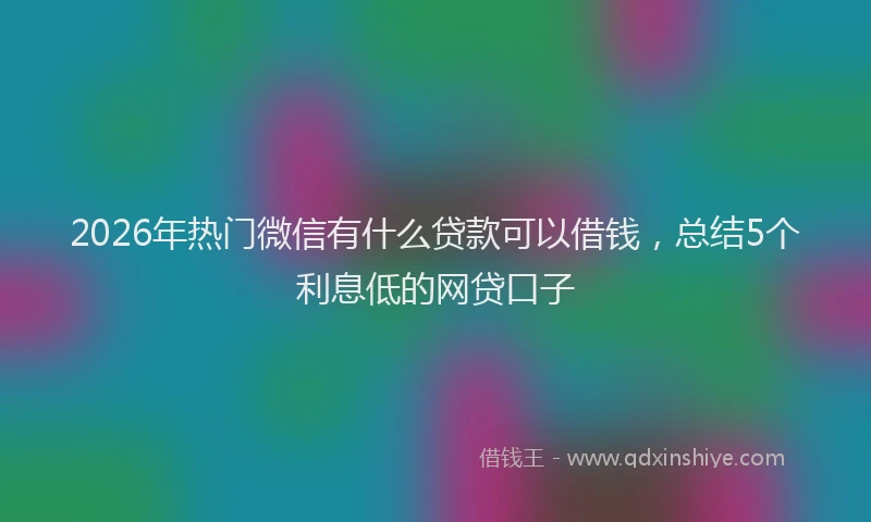 2026年热门微信有什么贷款可以借钱，总结5个利息低的网贷口子