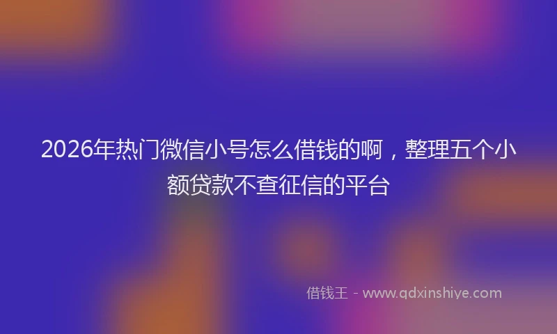 2026年热门微信小号怎么借钱的啊，整理五个小额贷款不查征信的平台