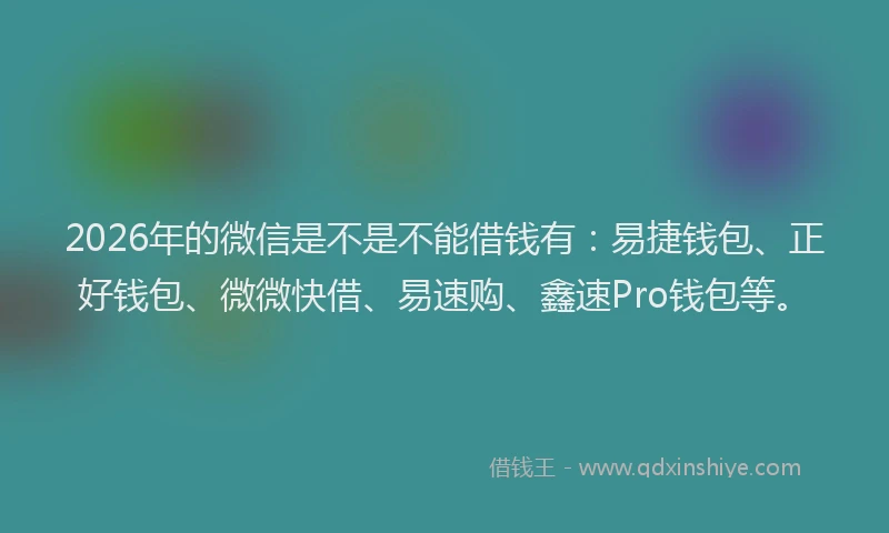 2026年的微信是不是不能借钱有：易捷钱包、正好钱包、微微快借、易速购、鑫速Pro钱包等。
