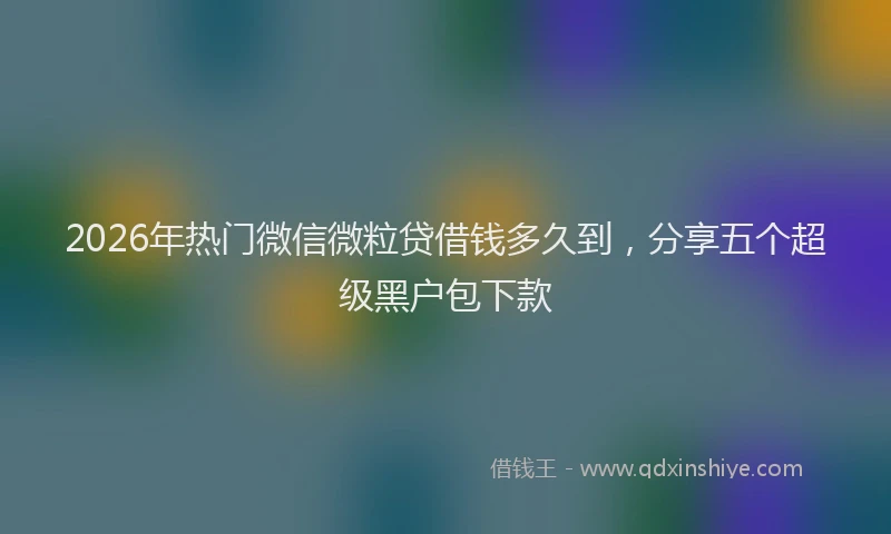 2026年热门微信微粒贷借钱多久到，分享五个超级黑户包下款