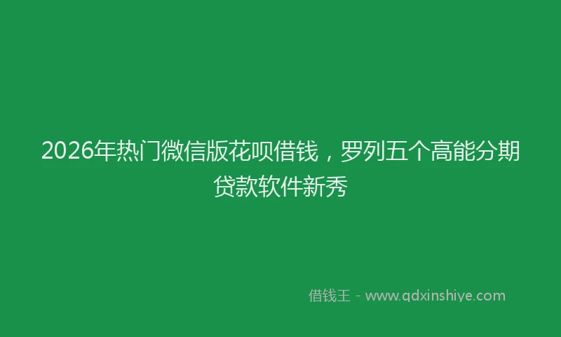 2026年热门微信版花呗借钱，罗列五个高能分期贷款软件新秀