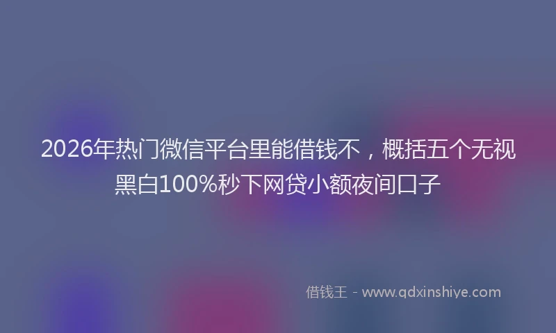 2026年热门微信平台里能借钱不，概括五个无视黑白100%秒下网贷小额夜间口子