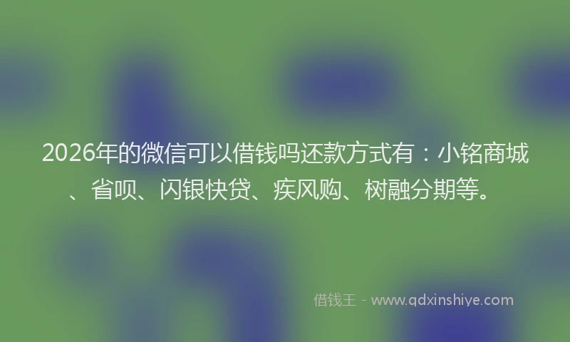 2026年的微信可以借钱吗还款方式有：小铭商城、省呗、闪银快贷、疾风购、树融分期等。