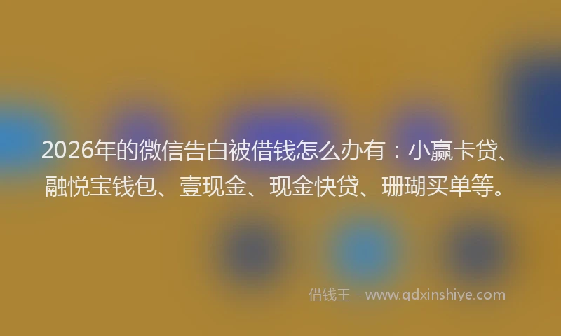 2026年的微信告白被借钱怎么办有：小赢卡贷、融悦宝钱包、壹现金、现金快贷、珊瑚买单等。
