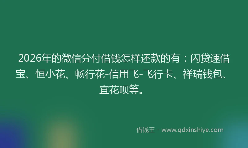 2026年的微信分付借钱怎样还款的有：闪贷速借宝、恒小花、畅行花-信用飞-飞行卡、祥瑞钱包、宜花呗等。