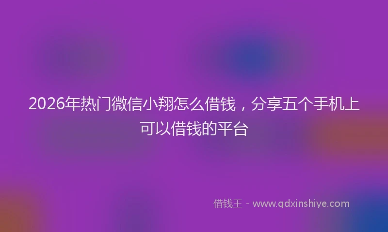 2026年热门微信小翔怎么借钱，分享五个手机上可以借钱的平台
