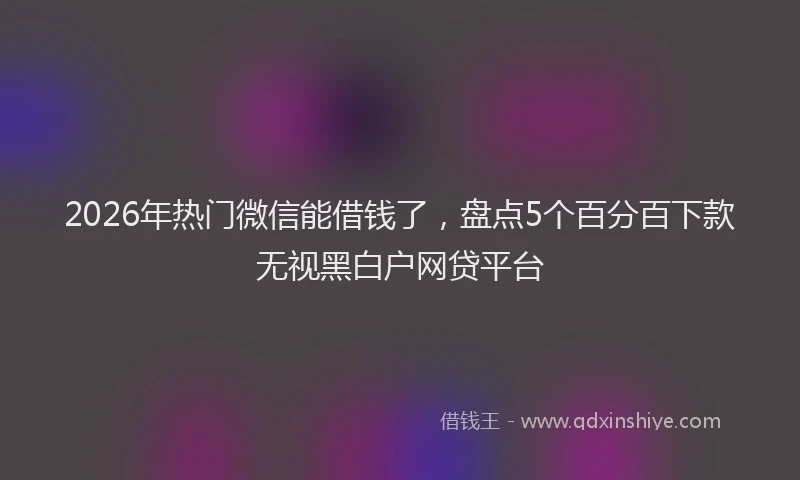 2026年热门微信能借钱了，盘点5个百分百下款无视黑白户网贷平台