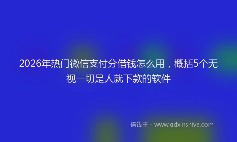 2026年热门微信支付分借钱怎么用,概括5个无视一切是人就下款的软件