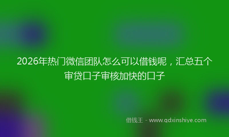 2026年热门微信团队怎么可以借钱呢，汇总五个审贷口子审核加快的口子