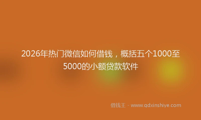 2026年热门微信如何借钱，概括五个1000至5000的小额贷款软件