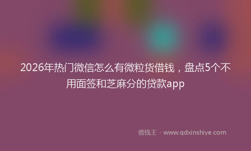 2026年热门微信怎么有微粒货借钱，盘点5个不用面签和芝麻分的贷款app