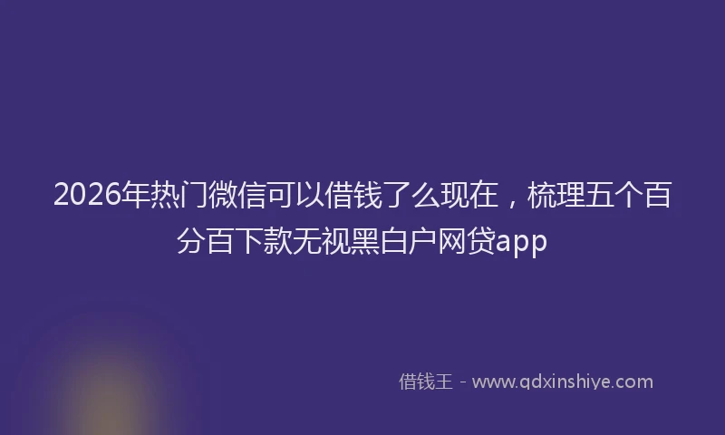 2026年热门微信可以借钱了么现在，梳理五个百分百下款无视黑白户网贷app