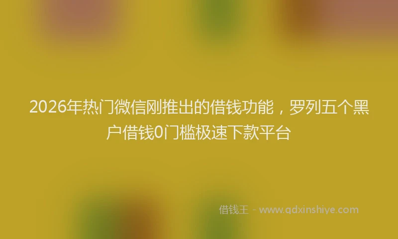 2026年热门微信刚推出的借钱功能，罗列五个黑户借钱0门槛极速下款平台