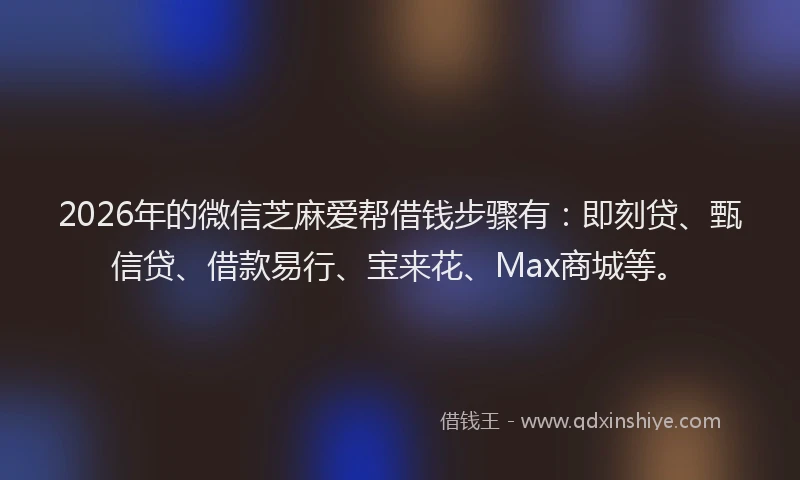 2026年的微信芝麻爱帮借钱步骤有：即刻贷、甄信贷、借款易行、宝来花、Max商城等。