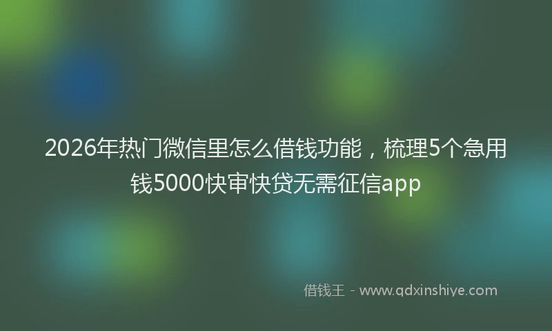 2026年热门微信里怎么借钱功能，梳理5个急用钱5000快审快贷无需征信app