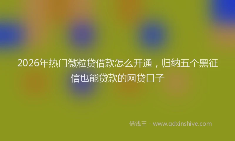 2026年热门微粒贷借款怎么开通，归纳五个黑征信也能贷款的网贷口子