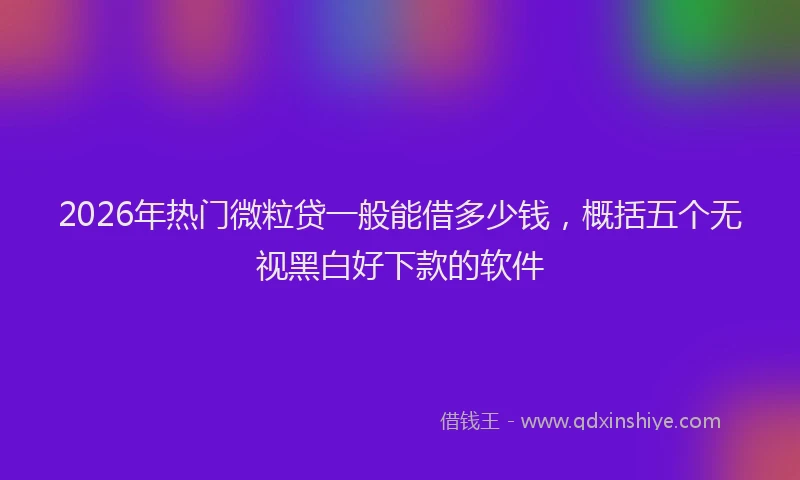 2026年热门微粒贷一般能借多少钱，概括五个无视黑白好下款的软件