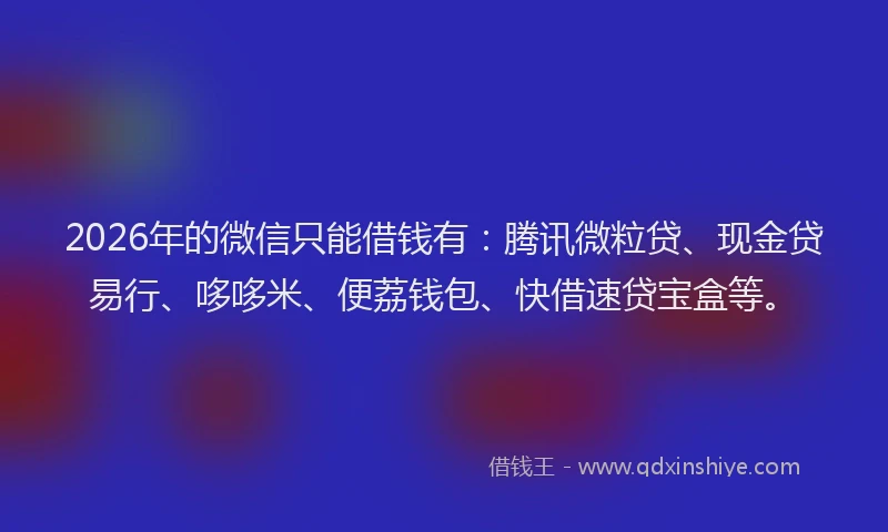 2026年的微信只能借钱有：腾讯微粒贷、现金贷易行、哆哆米、便荔钱包、快借速贷宝盒等。
