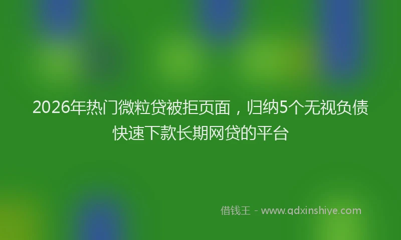 2026年热门微粒贷被拒页面，归纳5个无视负债快速下款长期网贷的平台