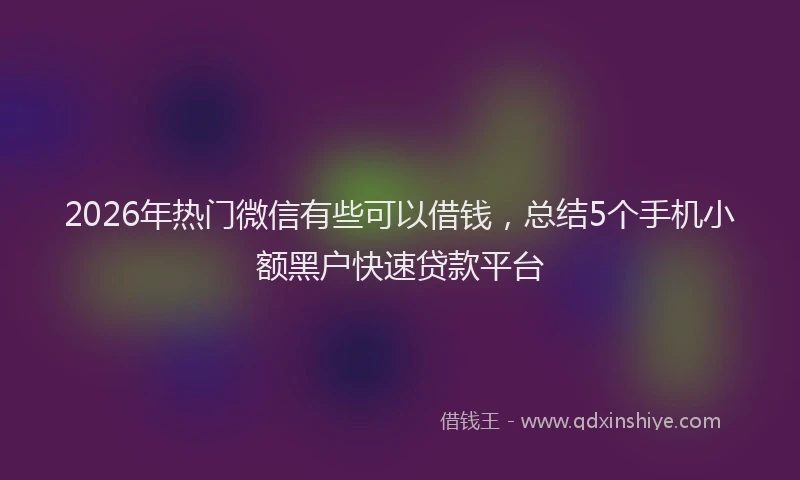 2026年热门微信有些可以借钱，总结5个手机小额黑户快速贷款平台