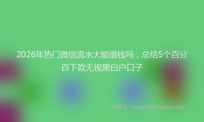 2026年热门微信流水大能借钱吗，总结5个百分百下款无视黑白户口子