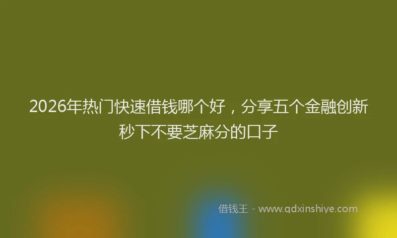 2026年热门快速借钱哪个好，分享五个金融创新秒下不要芝麻分的口子