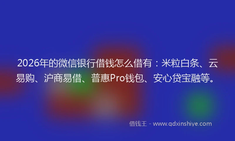 2026年的微信银行借钱怎么借有：米粒白条、云易购、沪商易借、普惠Pro钱包、安心贷宝融等。