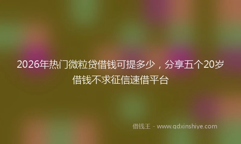 2026年热门微粒贷借钱可提多少，分享五个20岁借钱不求征信速借平台