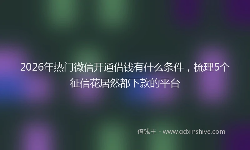 2026年热门微信开通借钱有什么条件，梳理5个征信花居然都下款的平台