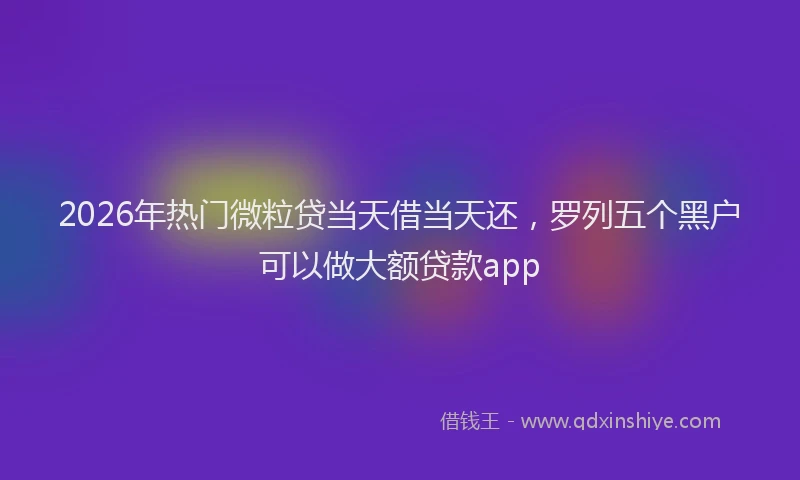 2026年热门微粒贷当天借当天还，罗列五个黑户可以做大额贷款app