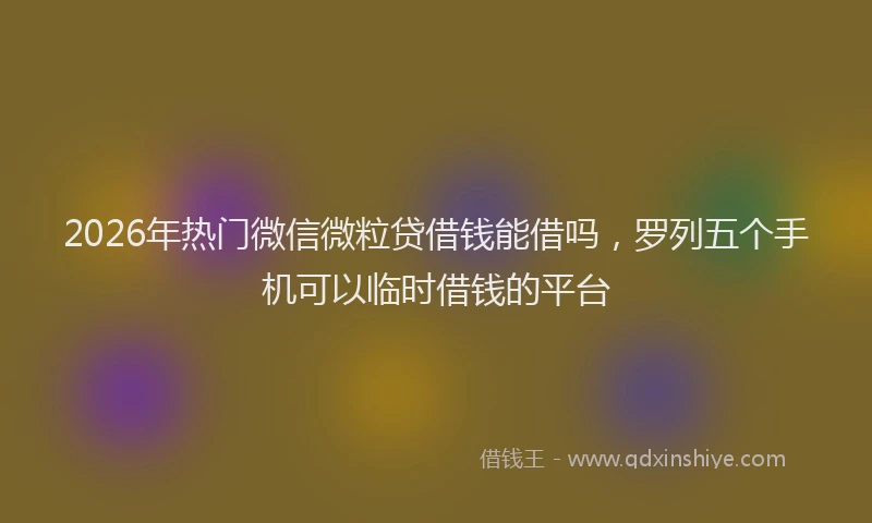 2026年热门微信微粒贷借钱能借吗，罗列五个手机可以临时借钱的平台