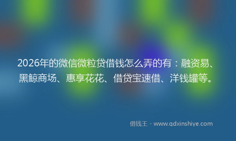 2026年的微信微粒贷借钱怎么弄的有：融资易、黑鲸商场、惠享花花、借贷宝速借、洋钱罐等。