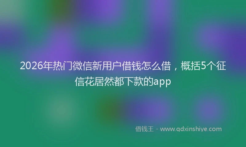 2026年热门微信新用户借钱怎么借，概括5个征信花居然都下款的app