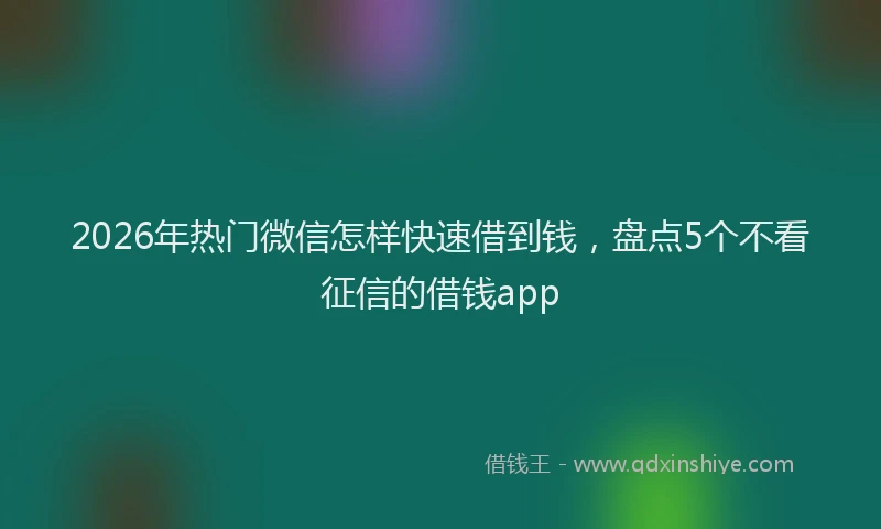 2026年热门微信怎样快速借到钱，盘点5个不看征信的借钱app