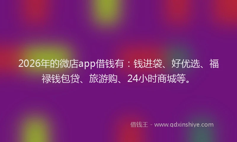 2026年的微店app借钱有：钱进袋、好优选、福禄钱包贷、旅游购、24小时商城等。