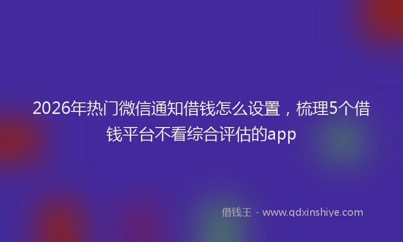 2026年热门微信通知借钱怎么设置，梳理5个借钱平台不看综合评估的app