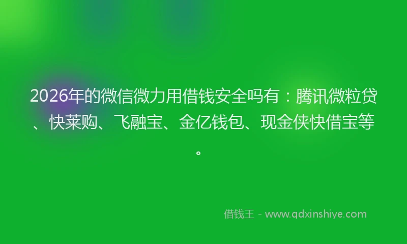 2026年的微信微力用借钱安全吗有：腾讯微粒贷、快莱购、飞融宝、金亿钱包、现金侠快借宝等。