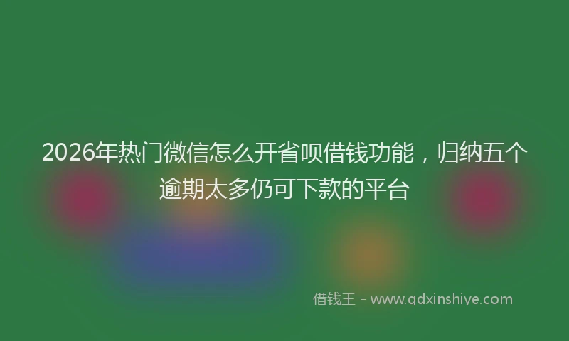 2026年热门微信怎么开省呗借钱功能，归纳五个逾期太多仍可下款的平台