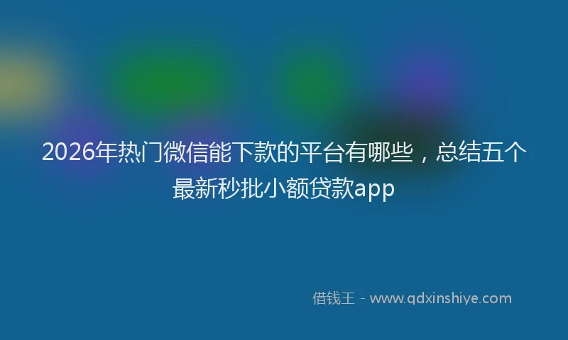 2026年热门微信能下款的平台有哪些，总结五个最新秒批小额贷款app