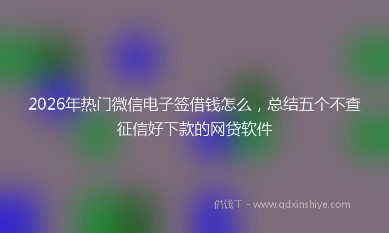 2026年热门微信电子签借钱怎么，总结五个不查征信好下款的网贷软件