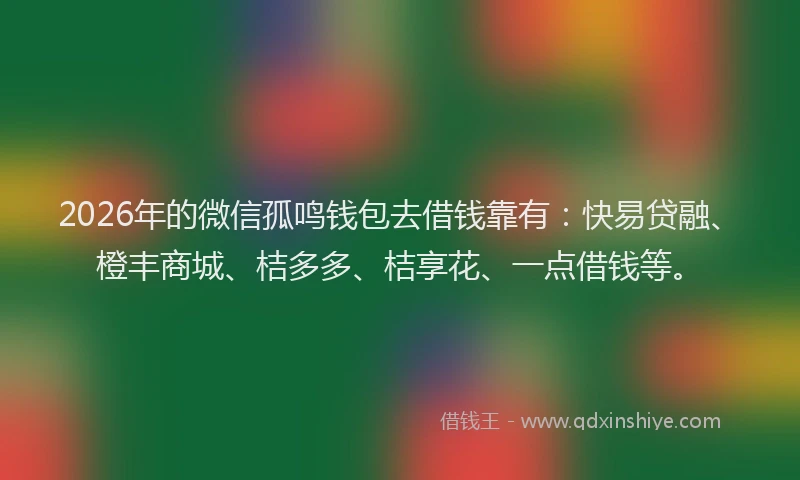 2026年的微信孤鸣钱包去借钱靠有：快易贷融、橙丰商城、桔多多、桔享花、一点借钱等。